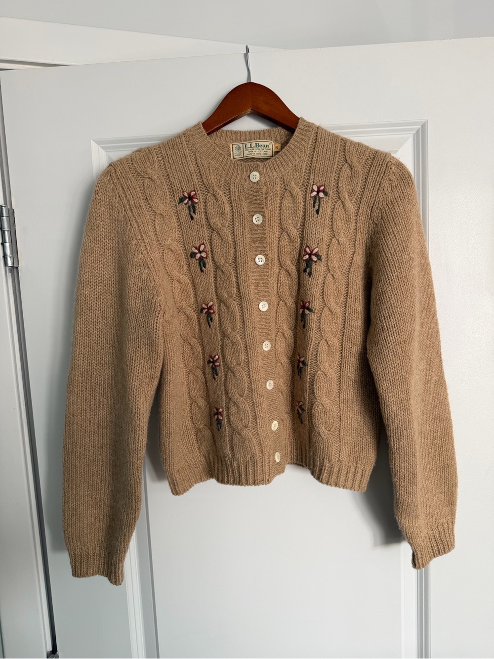 Vintage L.L. Bean Cardigan Sweater Shetland 100% Wool